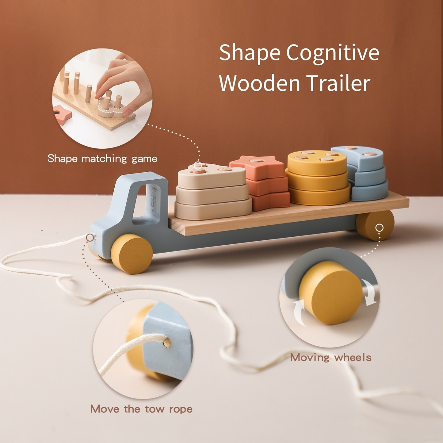 Wooden trailer toy